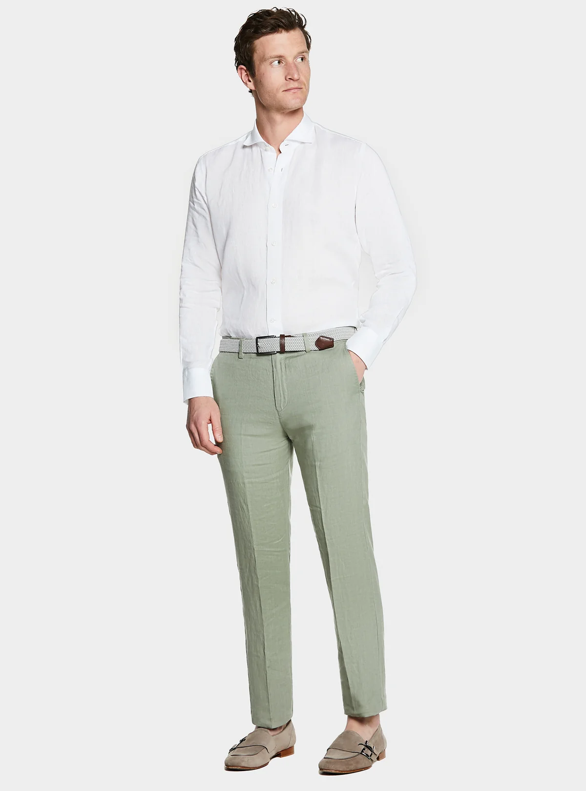 Pantalone in puro lino stone wash