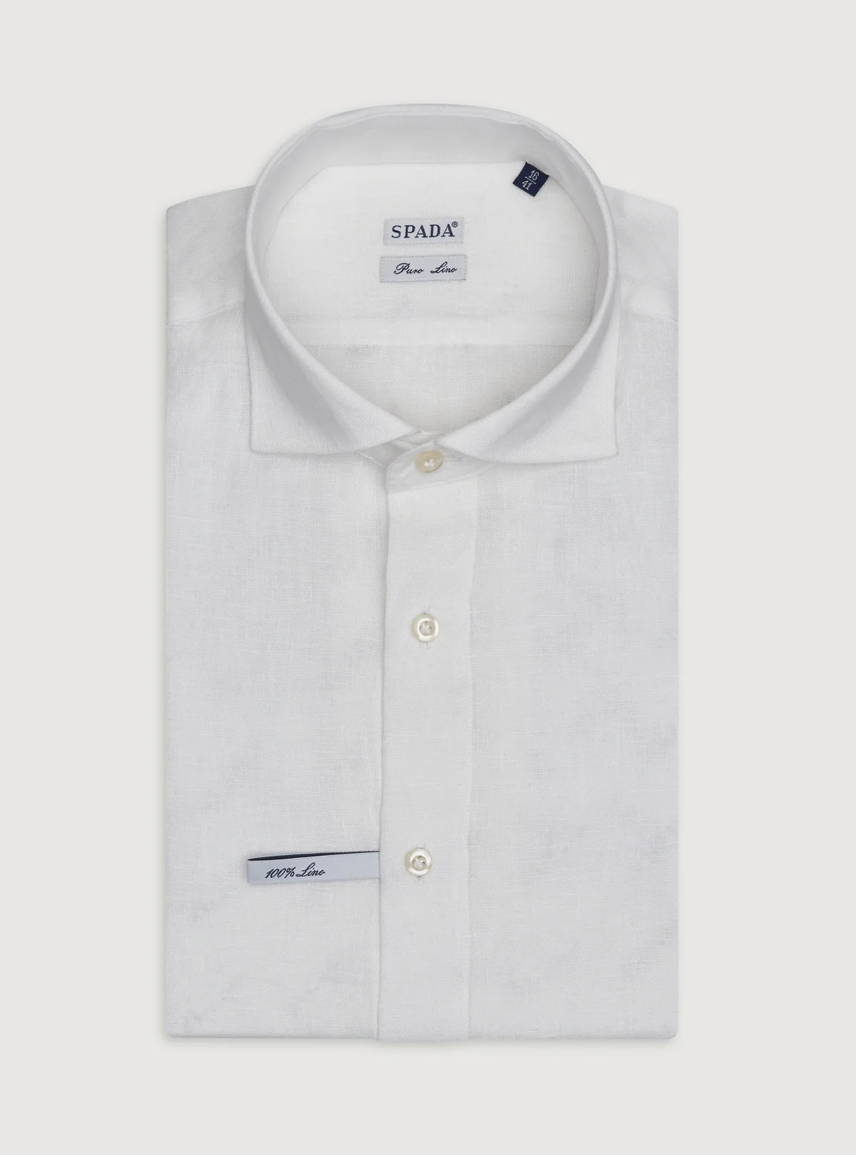 Camicia collo francese in lino tinta unita.