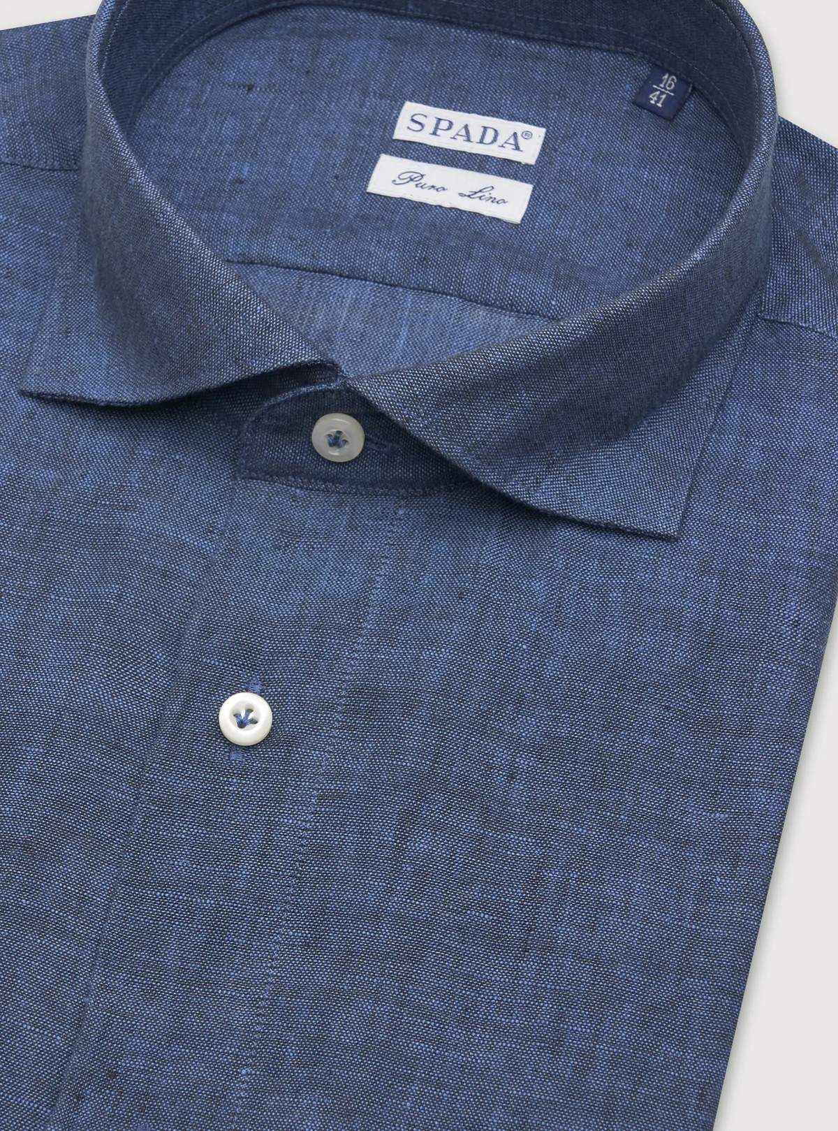 Camicia collo francese in lino tinta unita. - Image 3