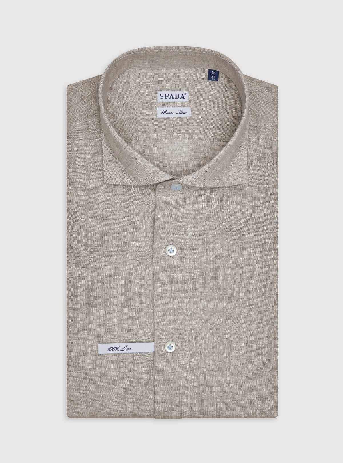 Camicia collo francese in lino tinta unita.