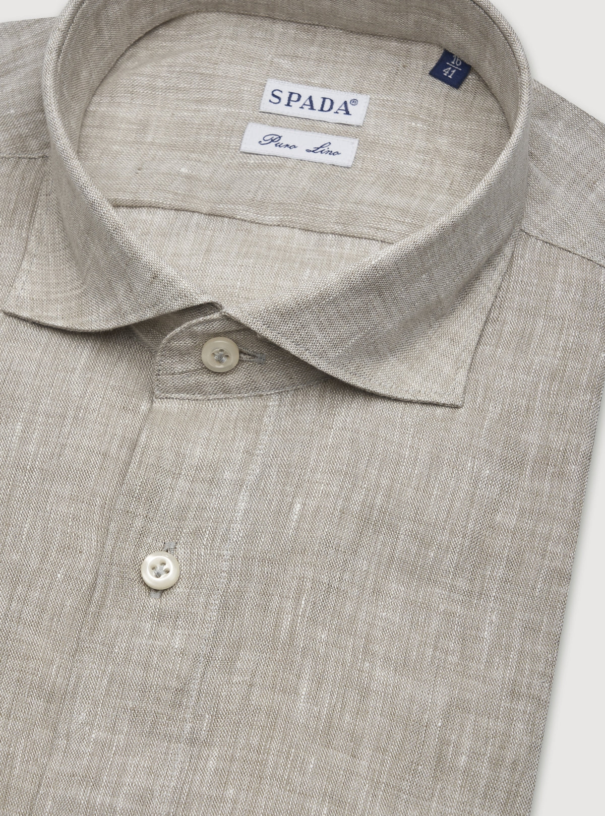 Camicia collo francese in lino tinta unita. - Image 3