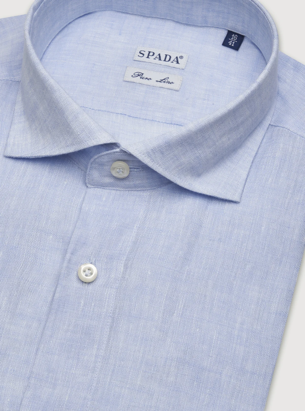 Camicia collo francese in lino tinta unita. - Image 3