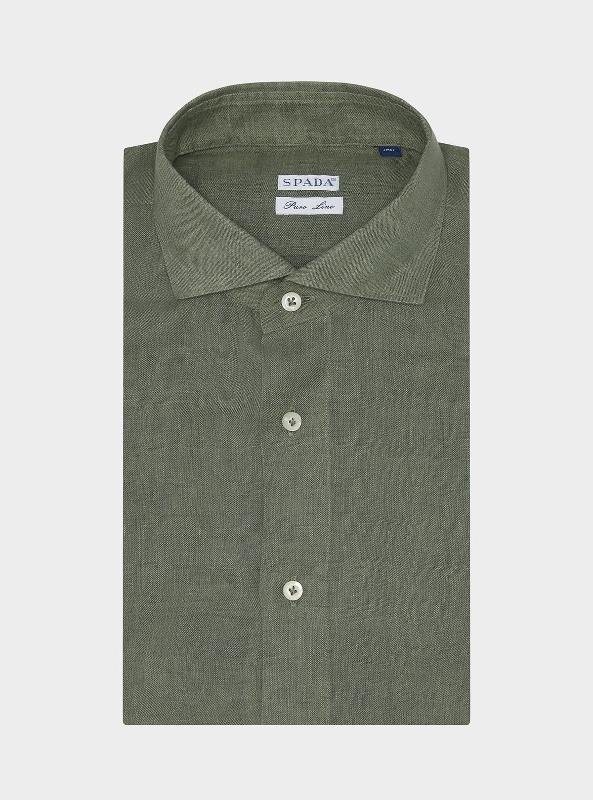 Camicia collo francese in lino tinta unita.