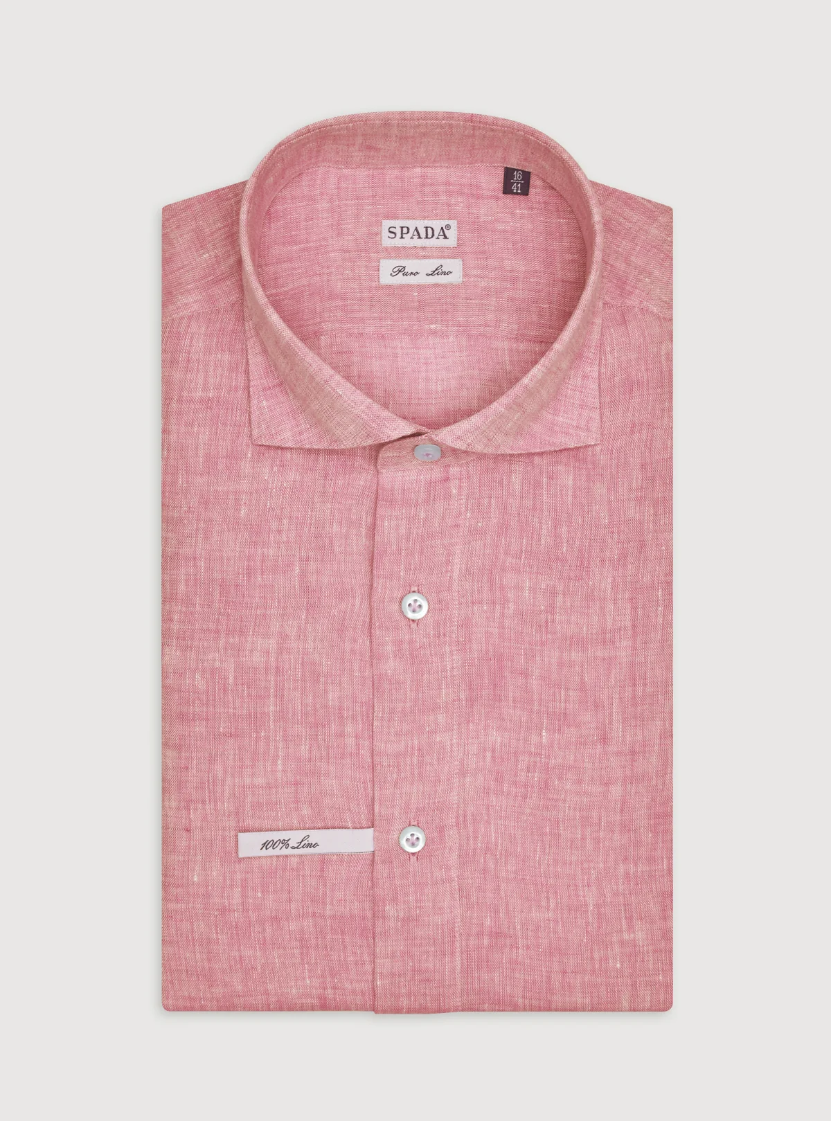 Camicia collo francese in lino tinta unita.