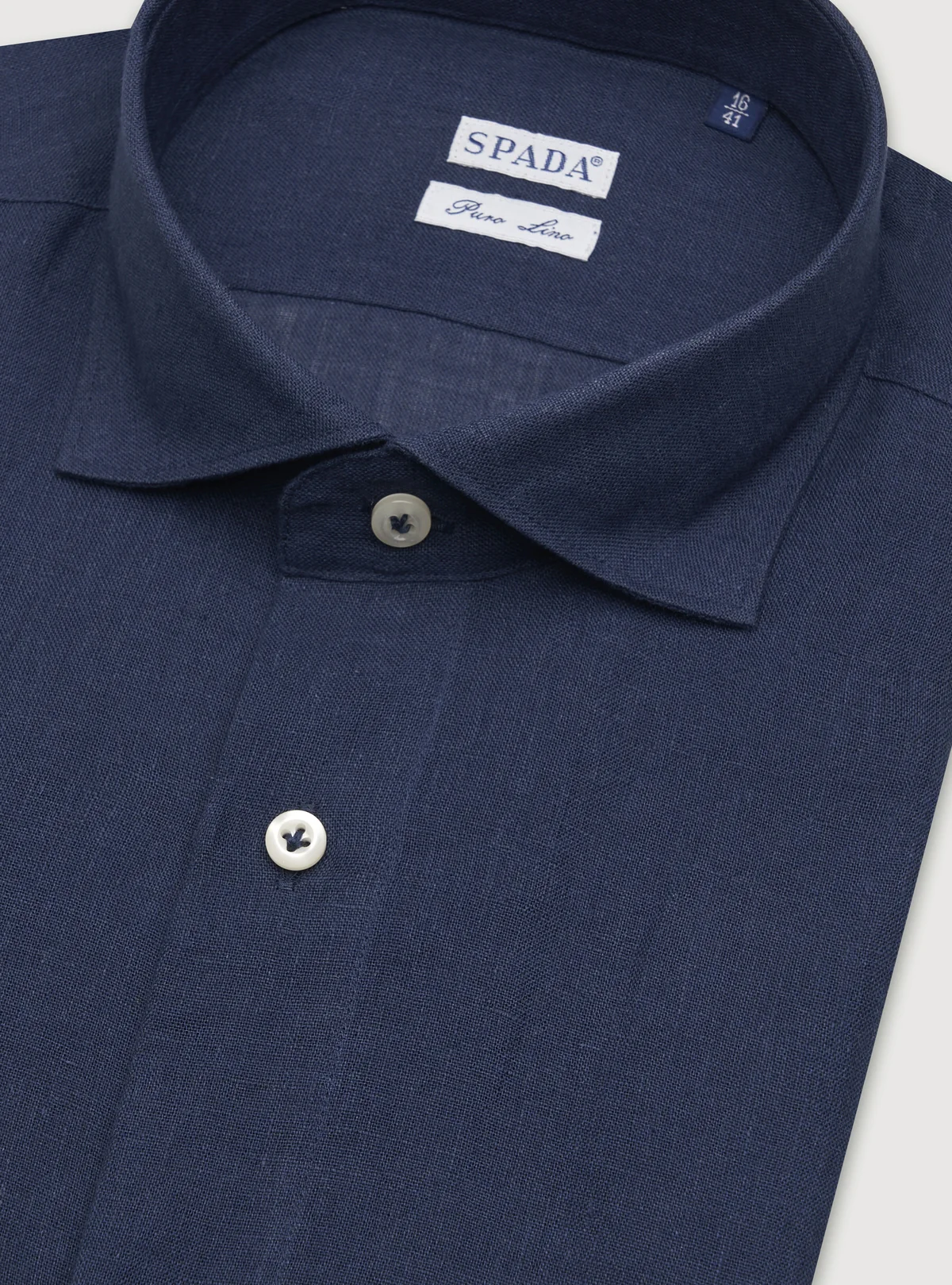Camicia collo francese in lino tinta unita. - Image 3