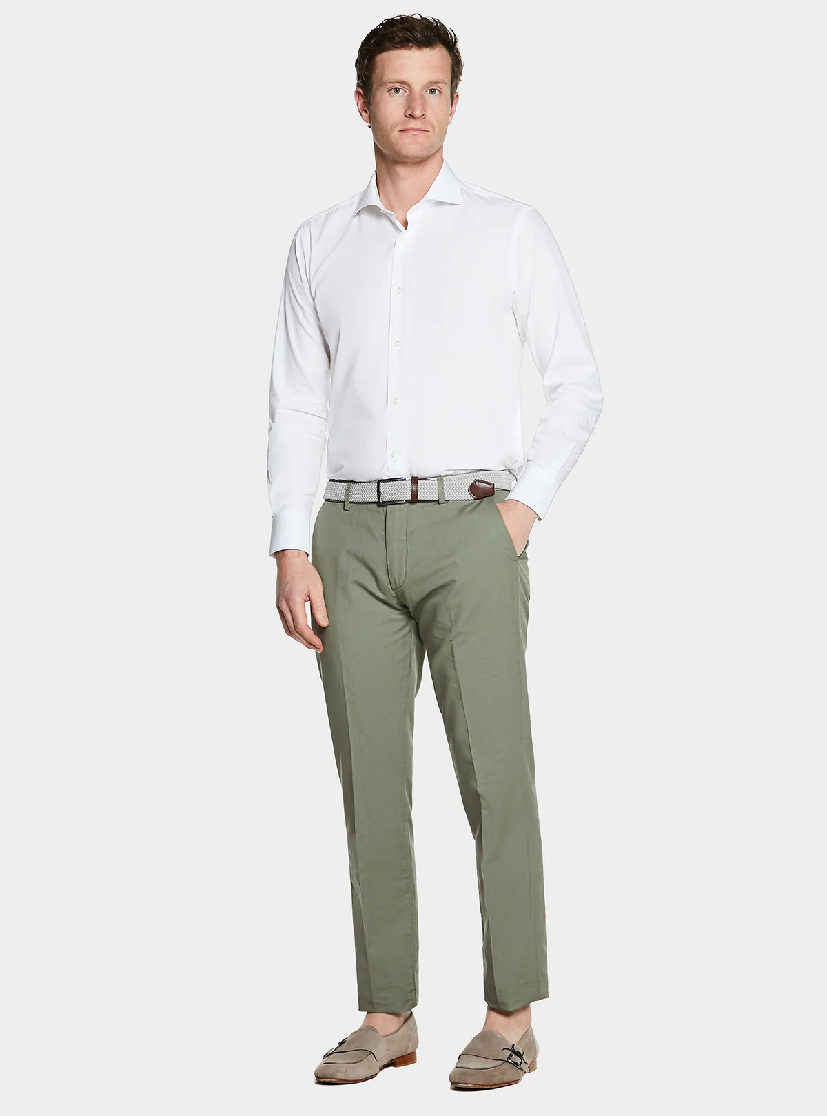 Pantalone chinos in cotone e lino