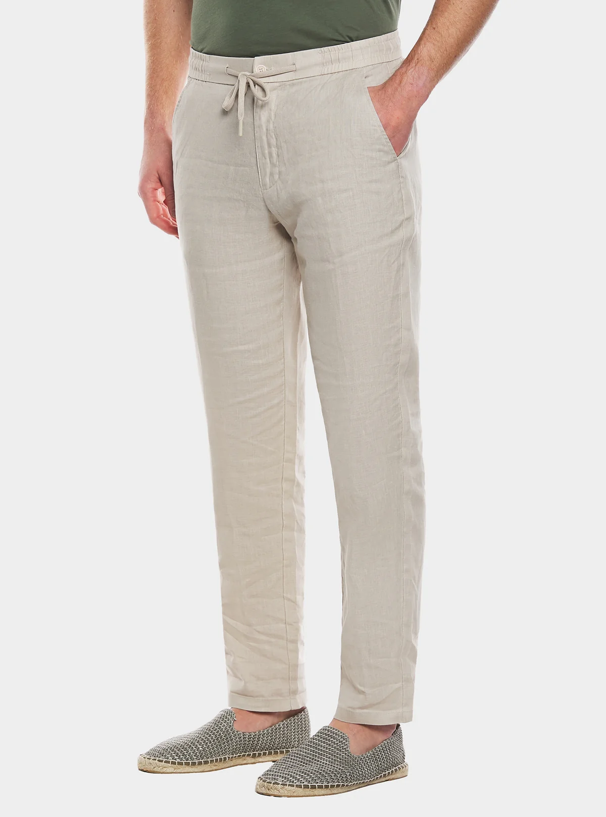 Pantalone in puro lino con coulisse - Image 4
