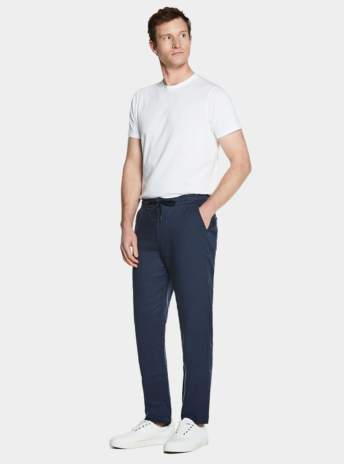 Pantalone in puro lino con coulisse