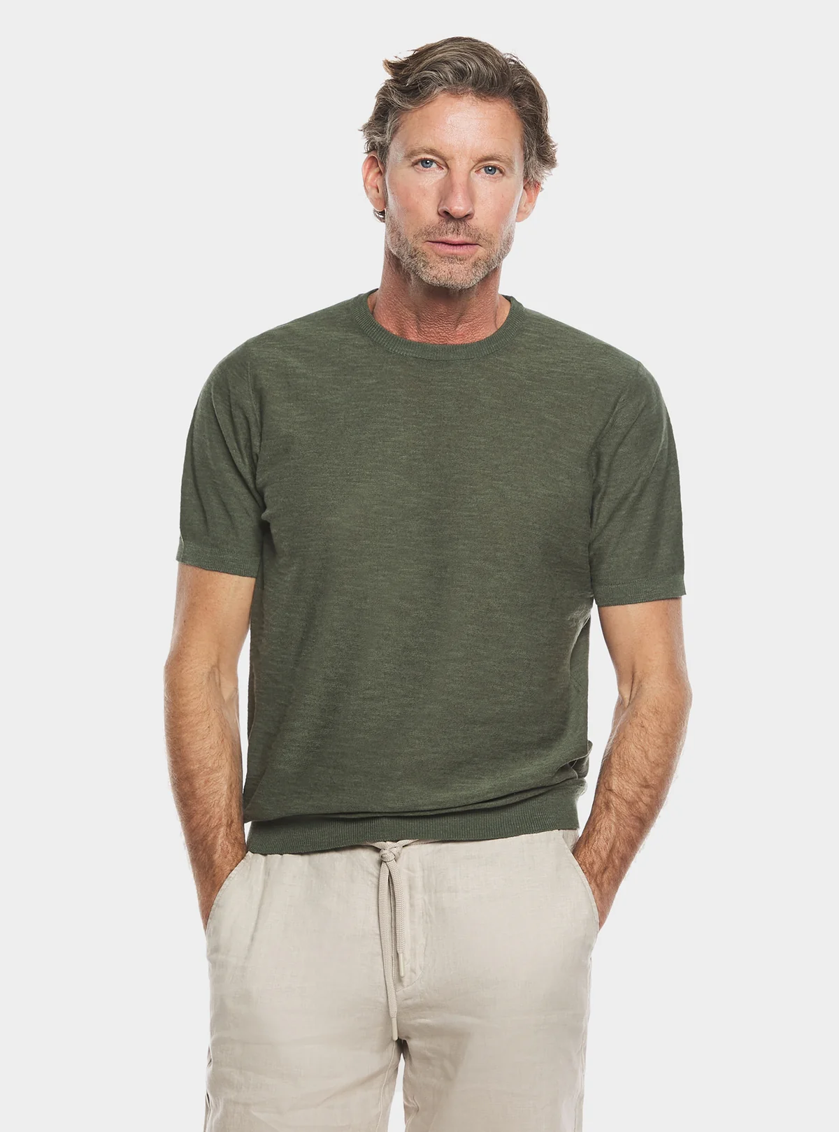 Maglia girocollo in cotone lino. - Image 3