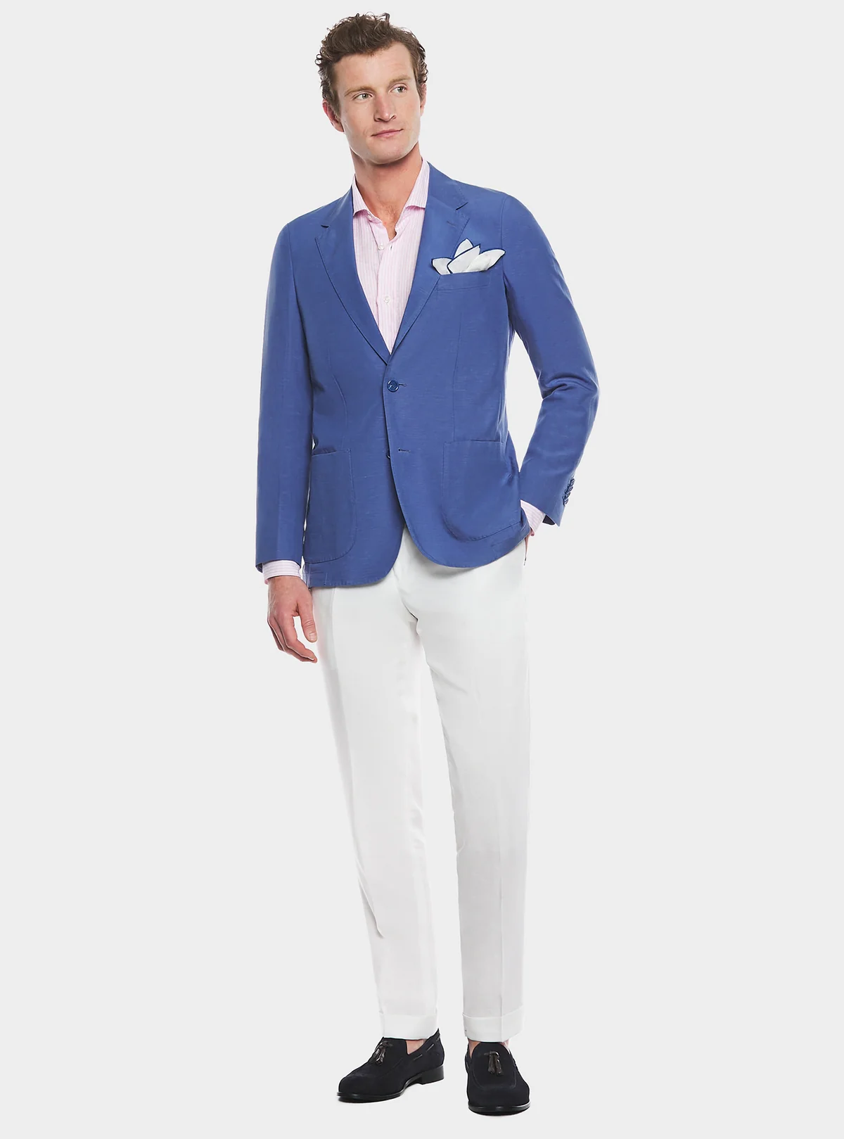 Pantaloni con doppia pince e fibbie in misto lino