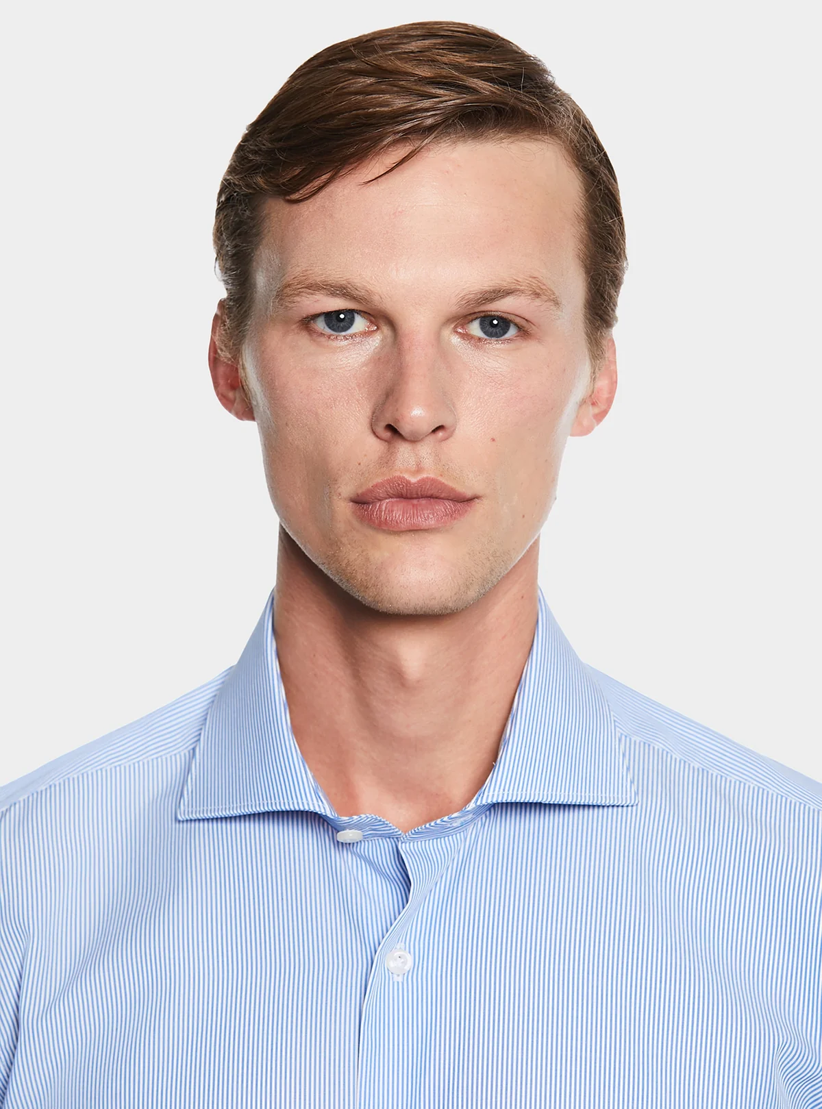 Camicia in cotone collo francese a righe strette - Image 2