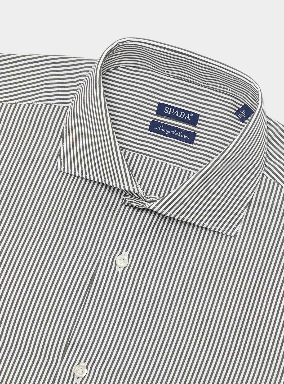 Camicia in cotone multiriga con collo francese - Image 2