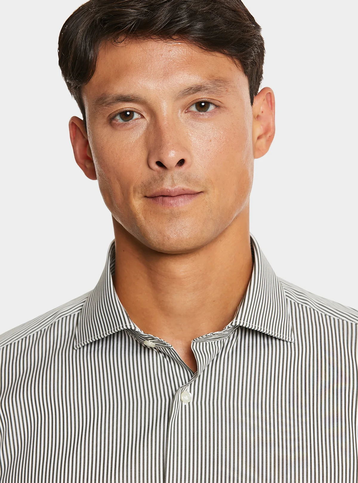 Camicia in cotone multiriga con collo francese - Image 3