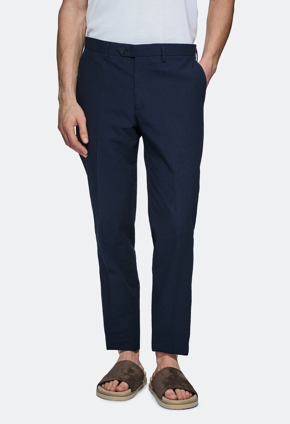 Pantalone seersucker in misto cotone