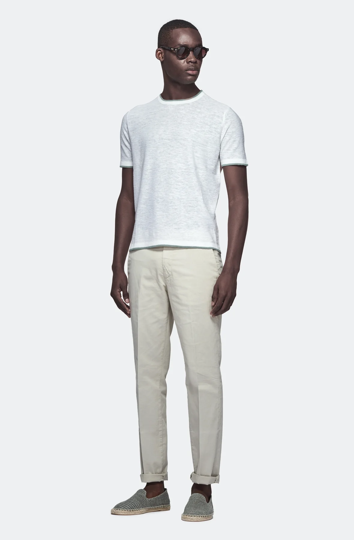 T-shirt cotone e lino a contrasto - Image 3