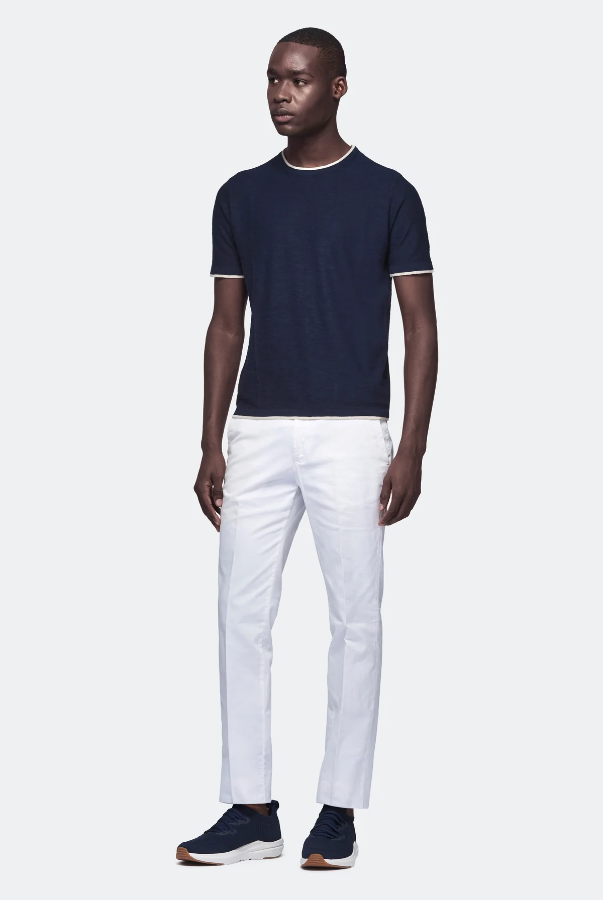 T-shirt cotone e lino a contrasto - Image 3