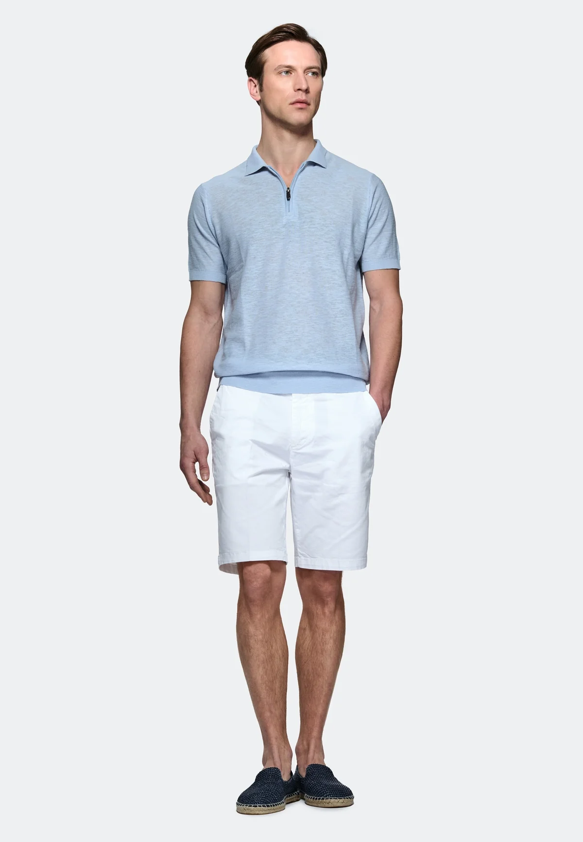 Polo in cotone e lino con zip - Image 2