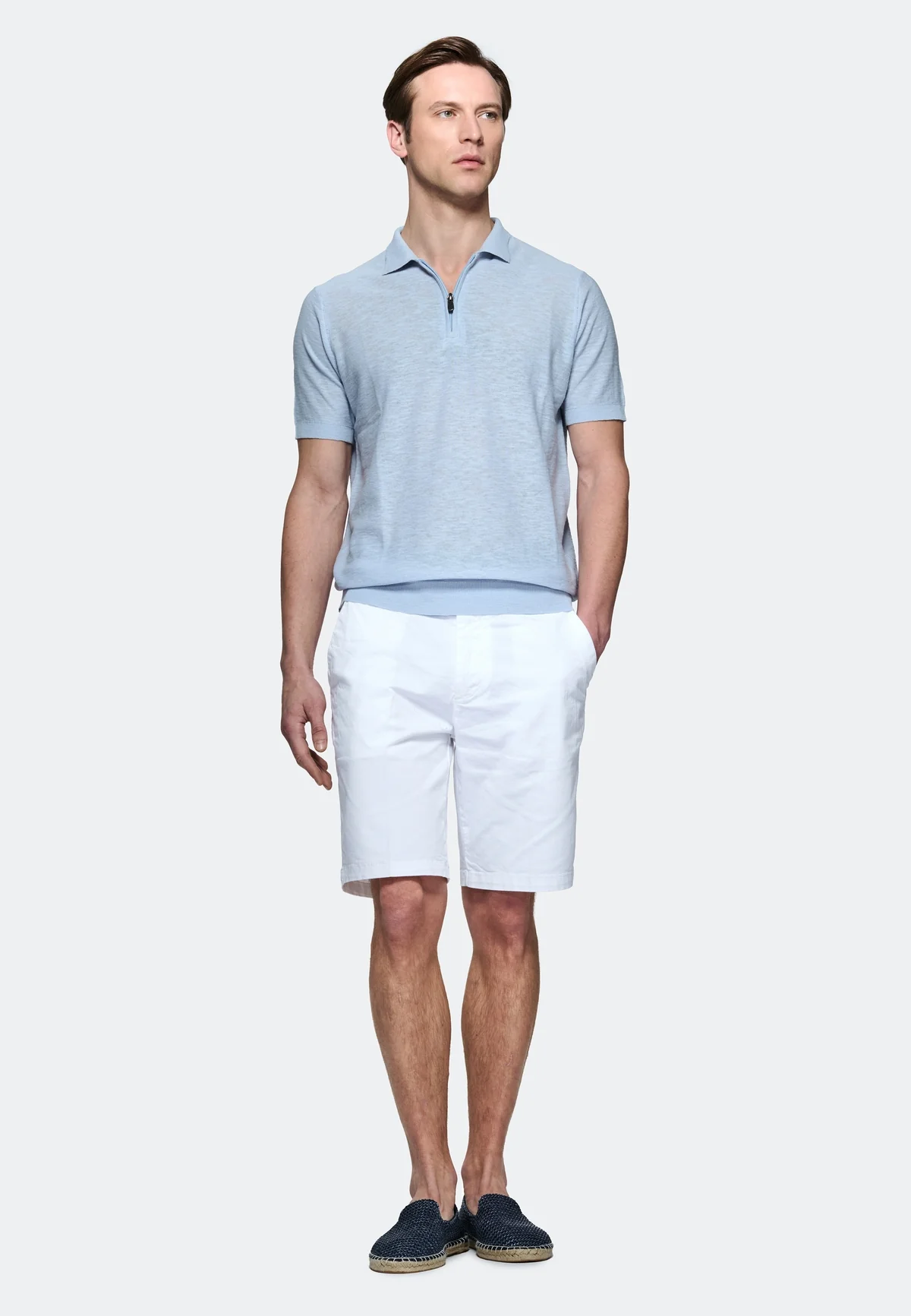 Polo in cotone e lino con zip - Image 3