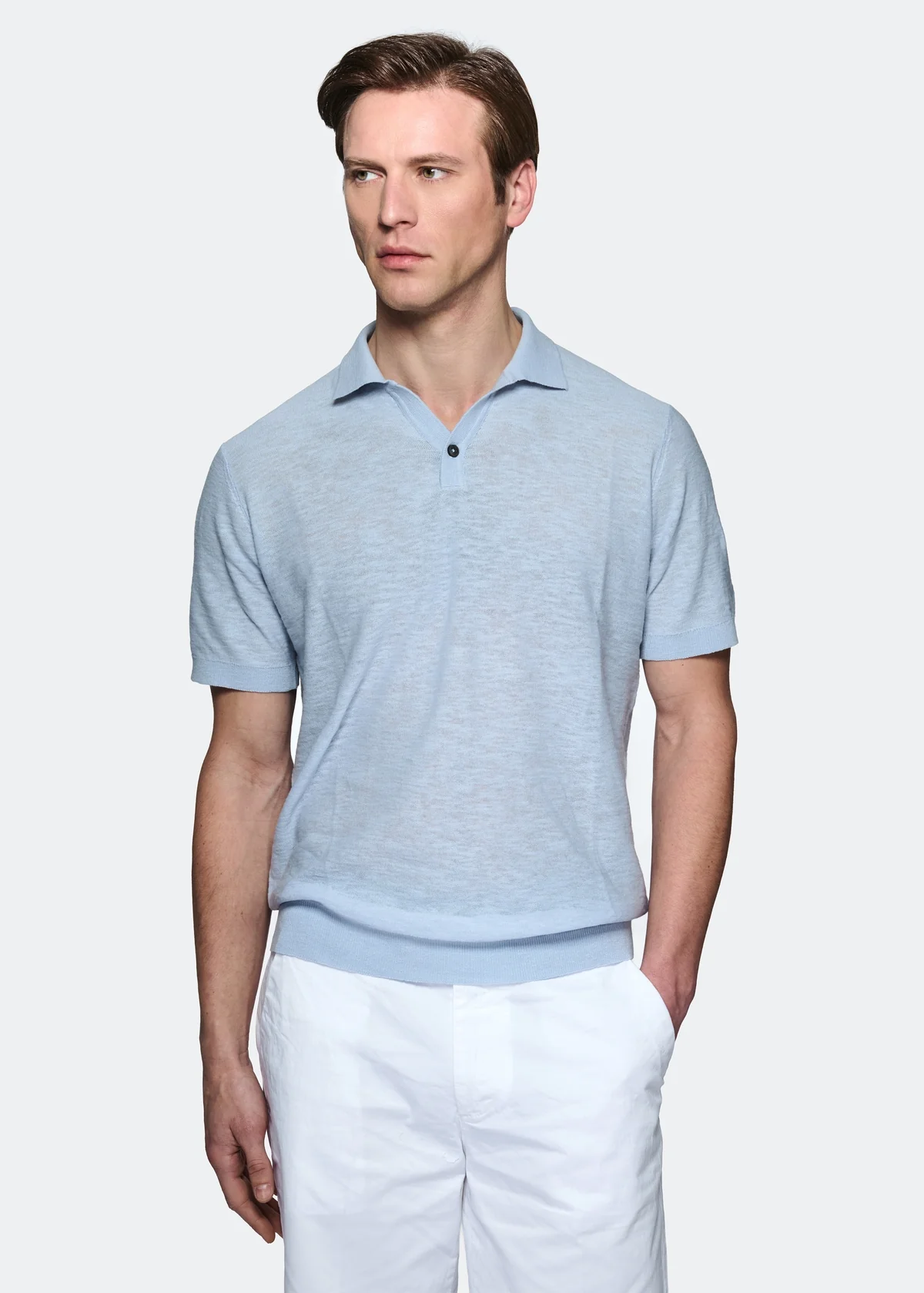 Polo in cotone e lino mezza manica