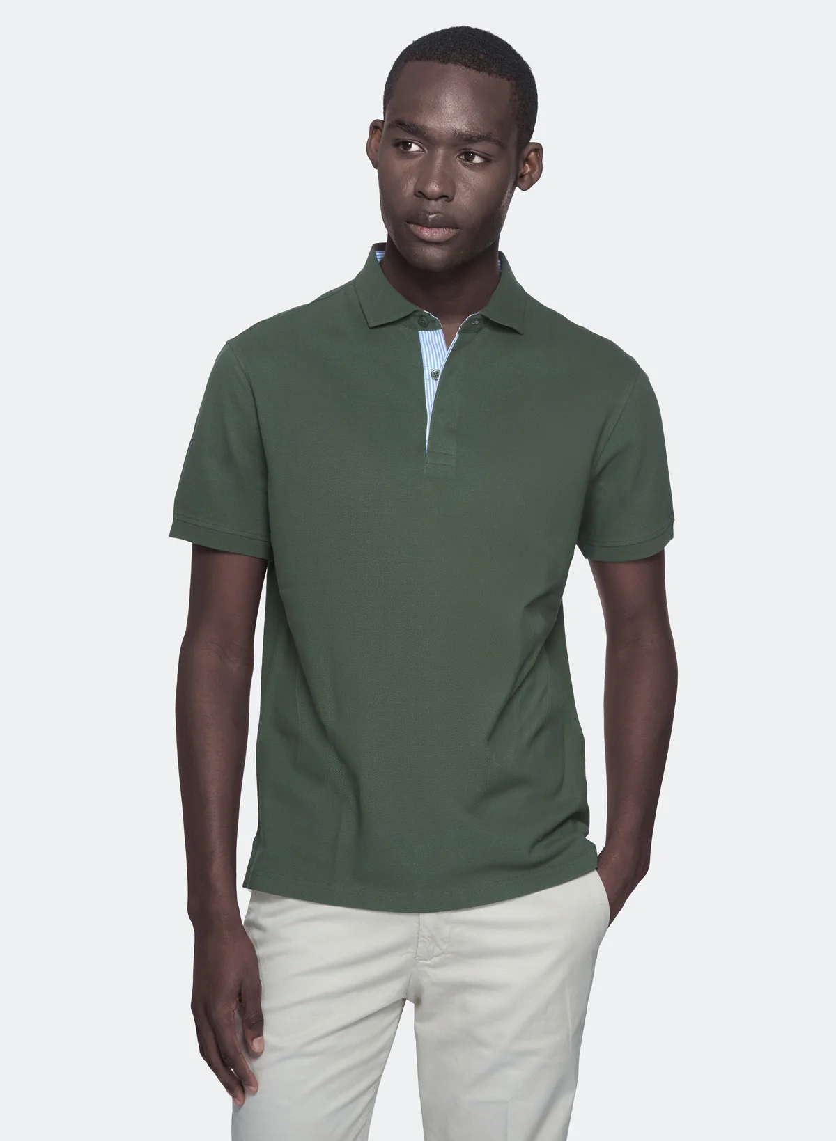 Polo piquet 100% cotone con colletto a contrasto