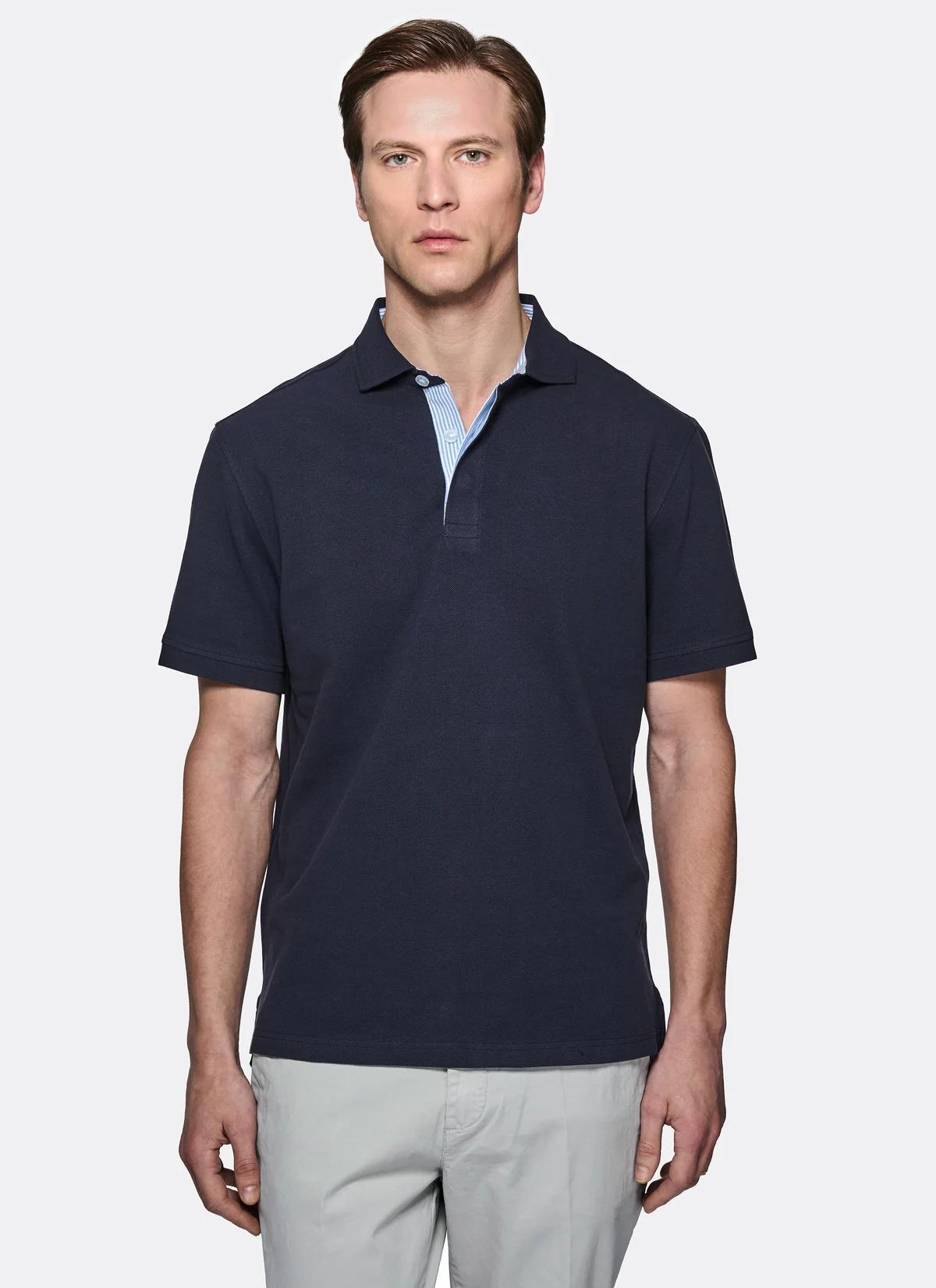 Polo piquet 100% cotone con colletto a contrasto