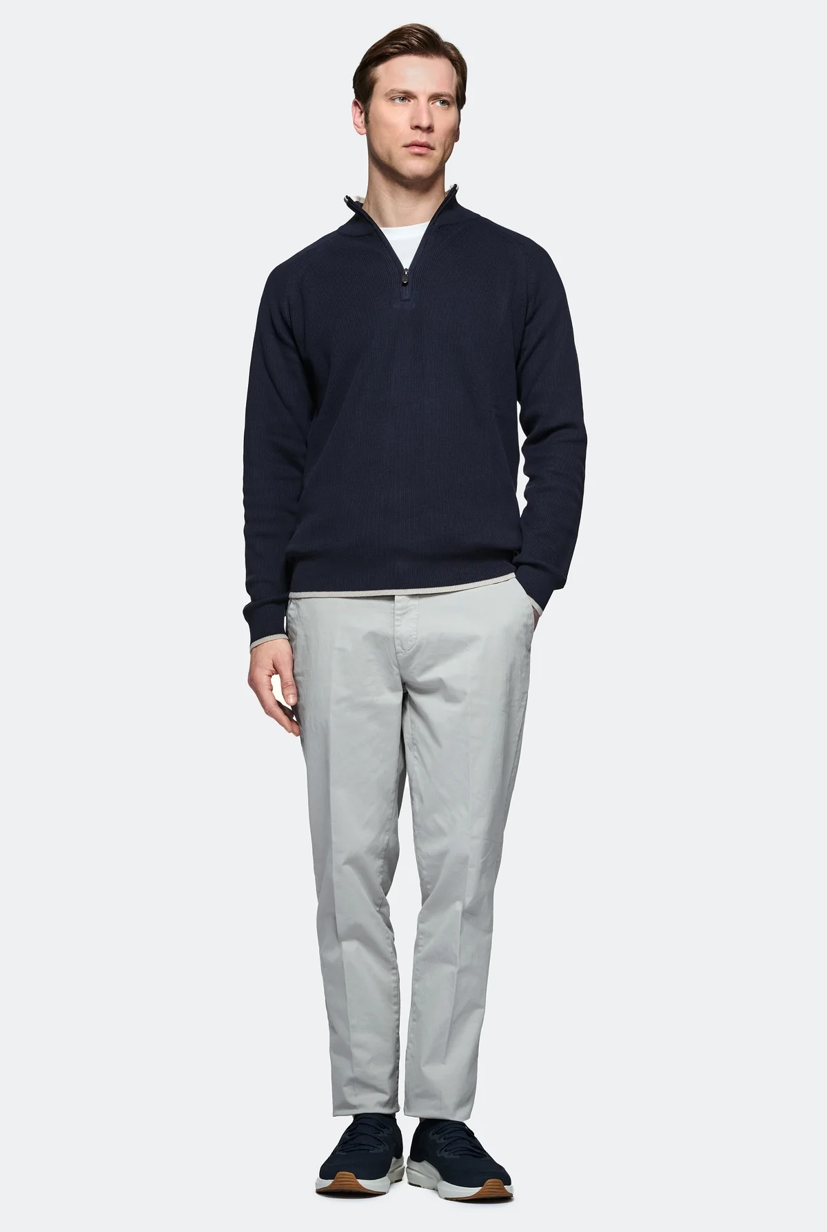 Maglia mezza zip in puro cotone - Image 3