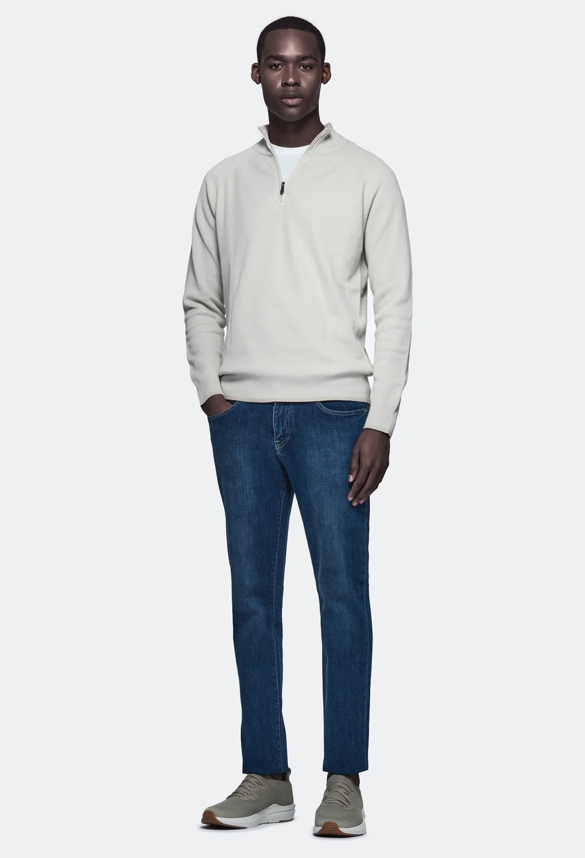 Maglia mezza zip in puro cotone