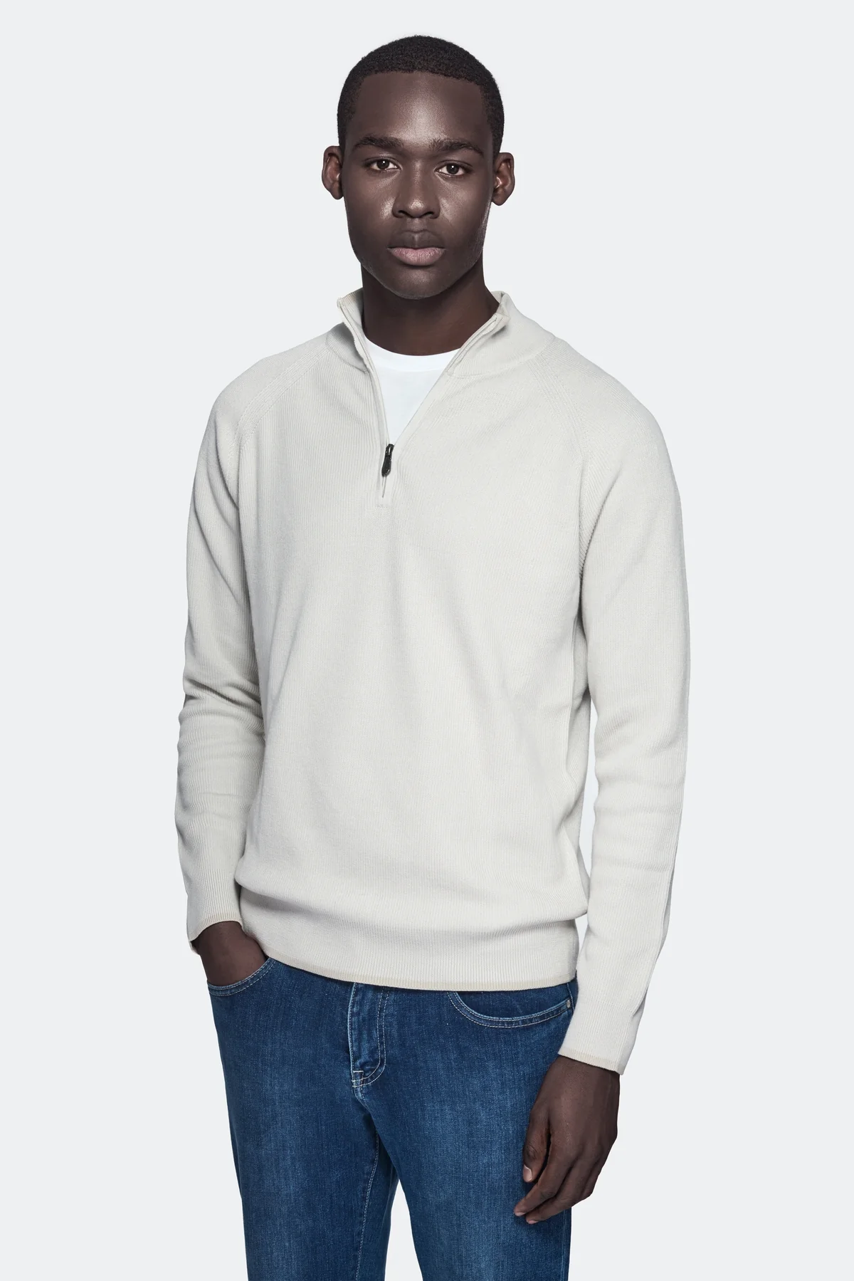 Maglia mezza zip in puro cotone - Image 3